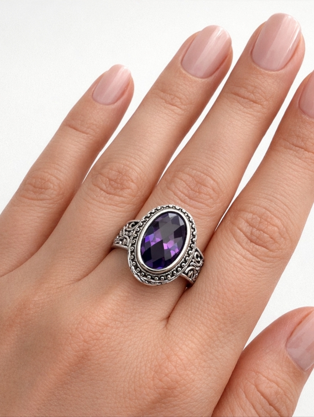 Amethyst Style Ring Size 7 – Vintage Statement - Picture 3 of 8